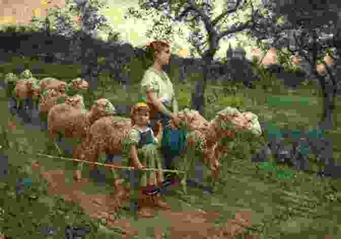 A Captivating Image Of The Book's Cover Featuring Two Girls Dressed As Shepherdesses In A Serene Meadow With A Flock Of Sheep Shepherdess Of Sheep Noel Streatfeild