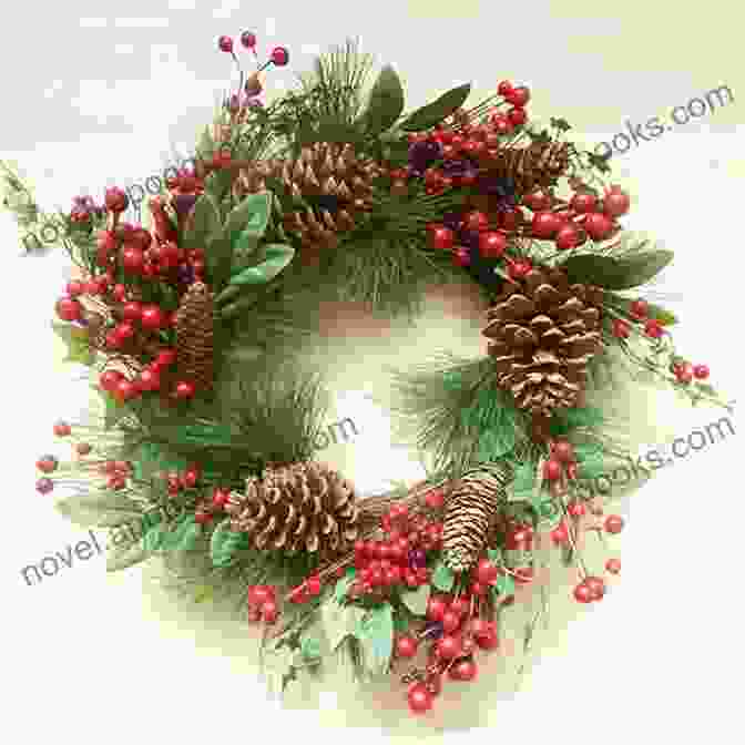 A Traditional Christmas Wreath Adorned With Vibrant Red Berries, Pine Cones, And A Golden Bow. DIY WREATH MAKING: Creating Easy Pretty Wreath For Holiday Fun