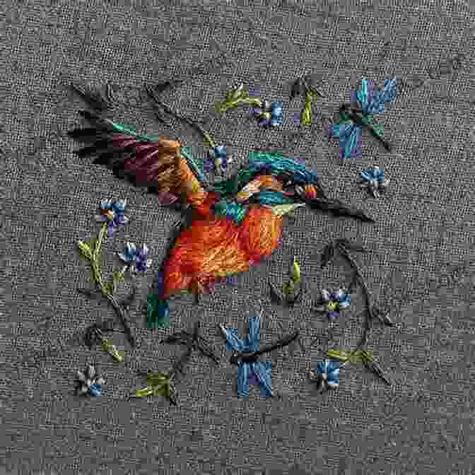 Close Up Of Handenbroidered Bird With Intricate Details Stamp N Stitch: Reflections Vicki Becker