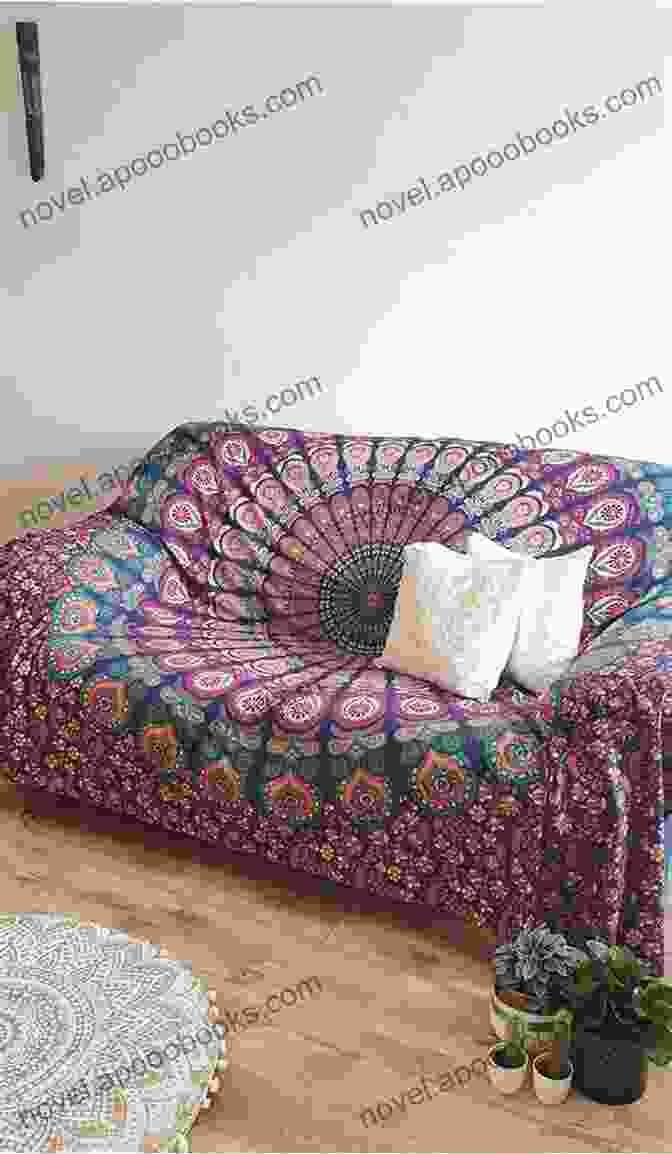 Cozy Mandala Afghan On Sofa Mandala Afghans To Crochet: Fabulous Crochet Patterns For Mandala Afghans: Colorful And Fun Mandala Afghans Crochet Patterns