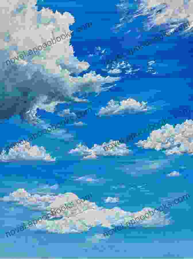 Norm Foster's 'Azure Skies' Painting, Featuring A Vibrant Blue Sky With White Clouds The Blue Collection Norm Foster