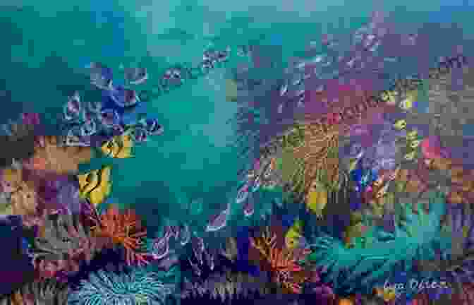 Norm Foster's 'Underwater Odyssey' Painting, Featuring A Vibrant Underwater Scene With Fish And Coral Reefs The Blue Collection Norm Foster