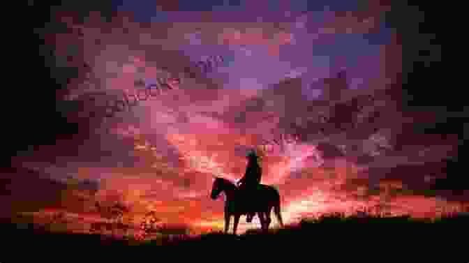 North Of Laramie Book Cover: A Rugged Cowboy On Horseback Against A Backdrop Of Mountains And A Setting Sun. North Of Laramie (A Buck Trammel Western 1)