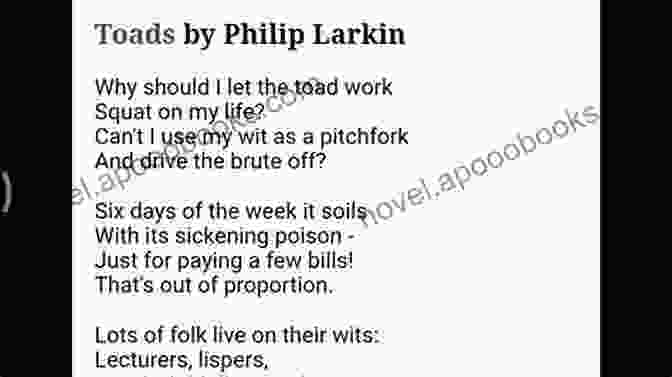 Philip Larkin's Poem 'Toads' Explores The Disillusionment Of Love. The Less Deceived Philip Larkin