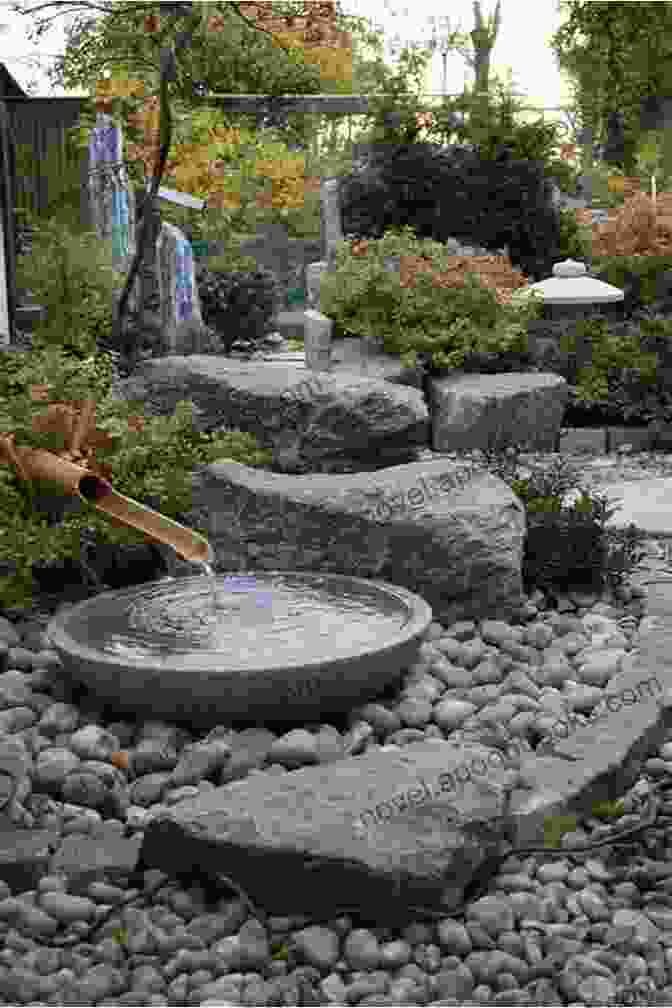 Simple Arrangement Of Rocks And Water Features In A Japanese Garden, Creating A Sense Of Serenity And Contemplation. #japanesegarden: Japanese Style Garden Photo Book: The Microcosmos Of Zen Spirit